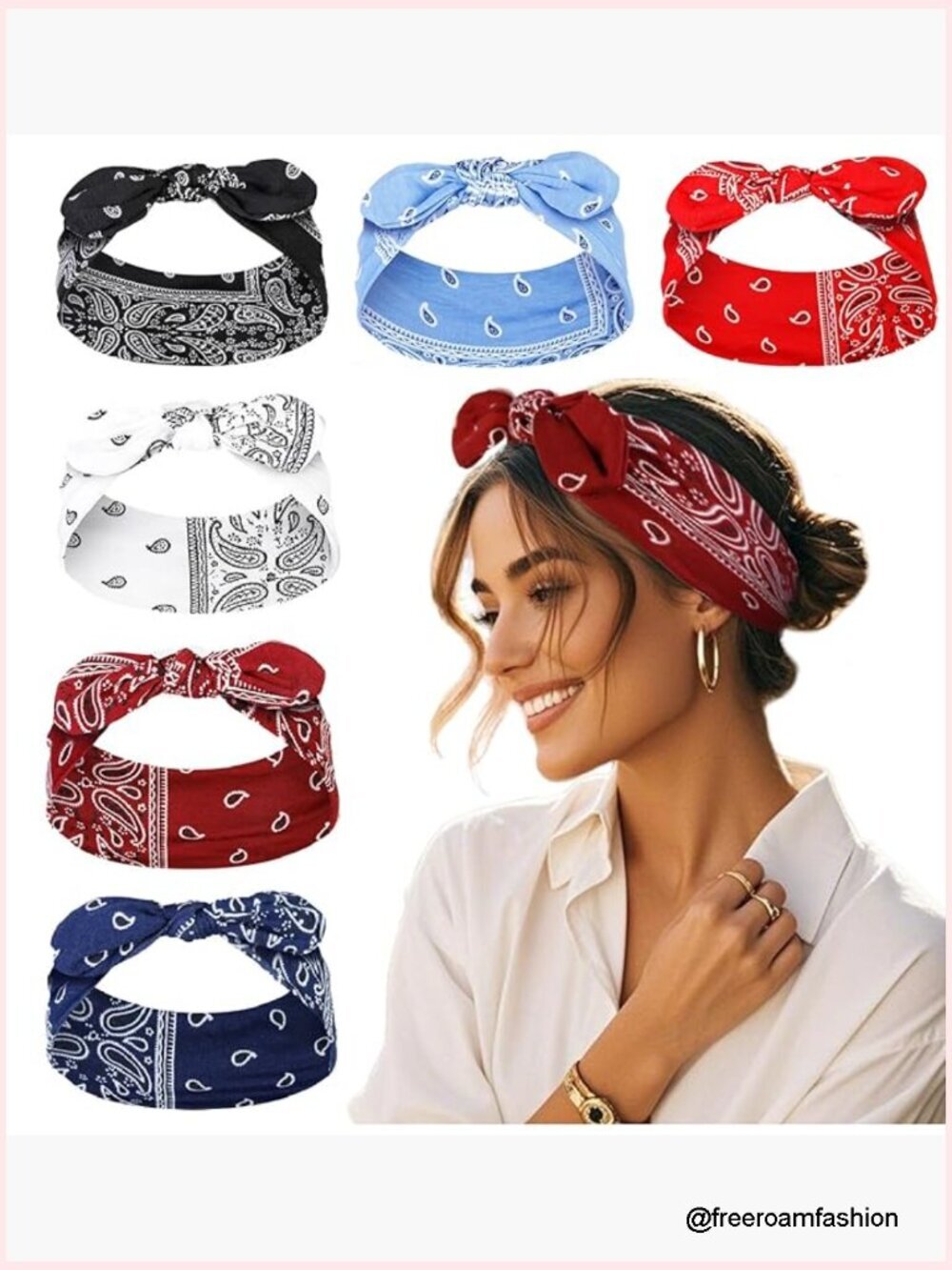 Wide Elastic Bow Headbands 6 Pack, Non-Slip Hair Accessories for Women